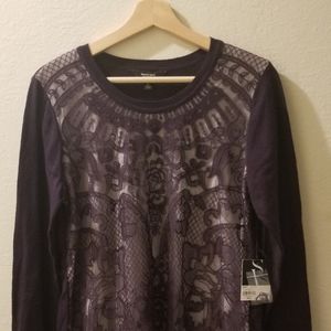 Lace Front Mock Layer Sweater 